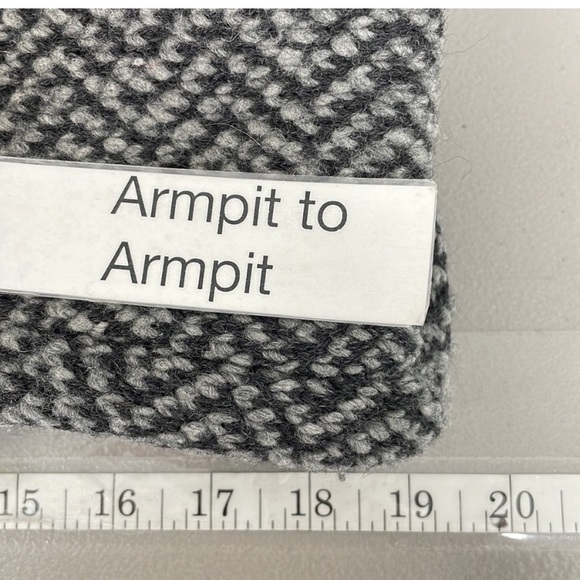 Eileen Fisher Jacket Leather Trim Organic Wool Alpaca Gray Chevron Size Medium - Picture 6 of 6